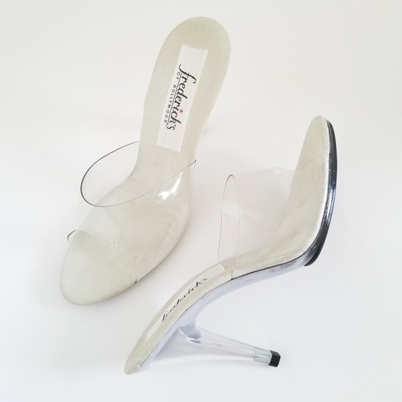 Shoes - Frederick of Hollywood 7m  4in Slipper Clear Heels